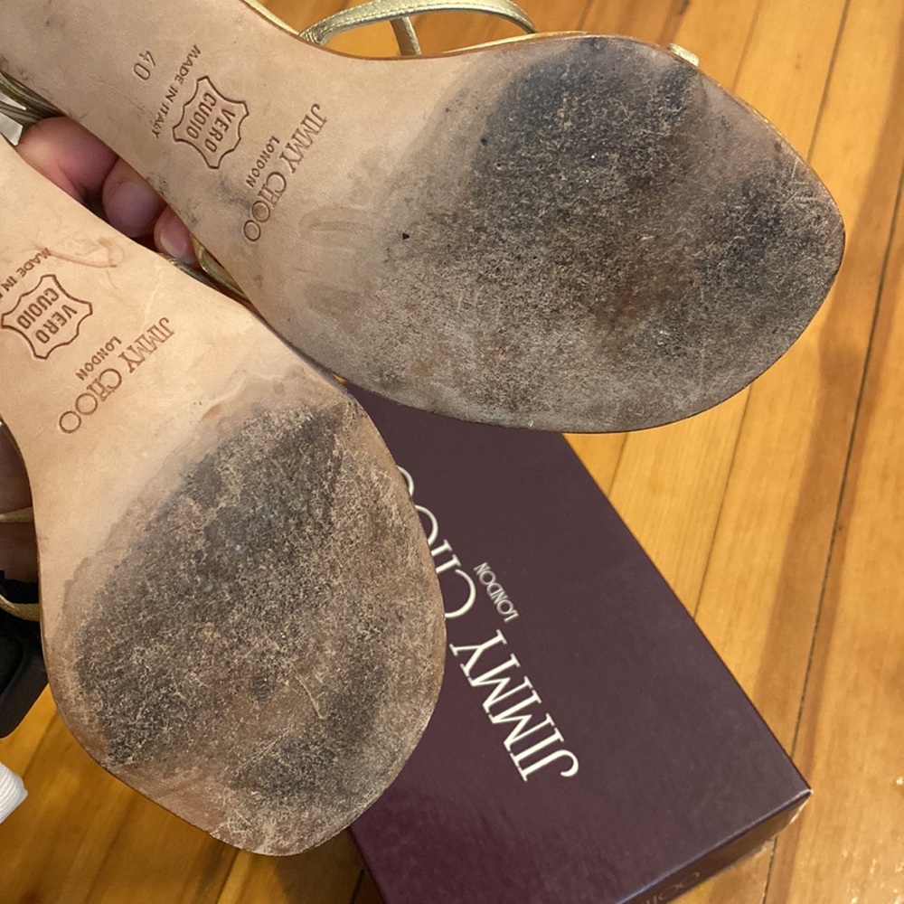 Jimmy Choo gold sandals mule size 40. Size 9 - Picture 5 of 8